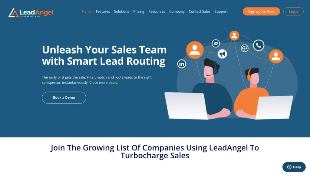 sales lead distribution software LeadAngel homepage