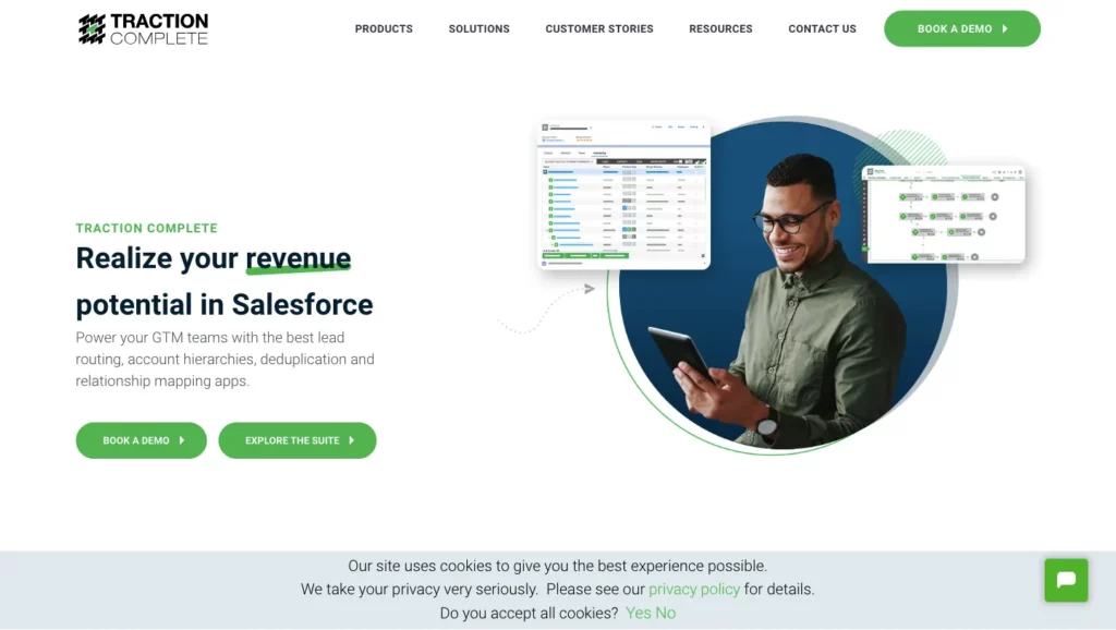 sales routing platform Traction Complete homepage